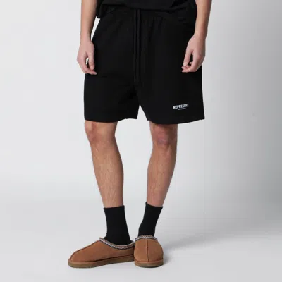 Represent Black Cotton Shorts With Logo