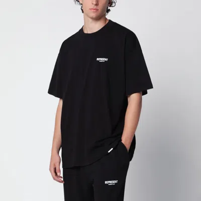 REPRESENT REPRESENT BLACK COTTON T-SHIRT WITH LOGO
