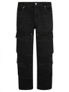 Represent Black Cotton Whiskering Jeans In Black