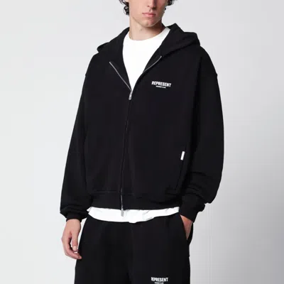 Represent Black Cotton Zipup Hoodie