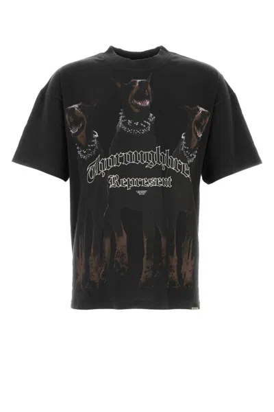 Represent Charcoal Cotton Thoroughbred T-shirt In Black