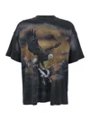 Represent Black Crewneck T-shirt With Maxi Graphic Print On Front And Rear In Cotton Blend Man In Multi