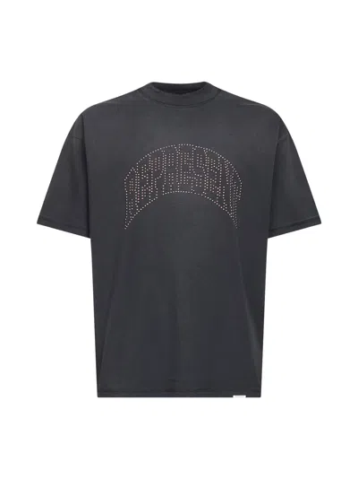 Represent Black T-shirt With Logo Lettering On The Front And Faded Effect In Cotton Man In Gray