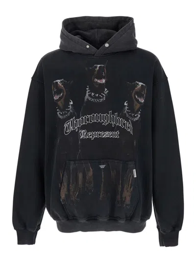 REPRESENT BLACK HOODIE WITH FIXED HOOD AND MAXI PRINT ON THE FRONT