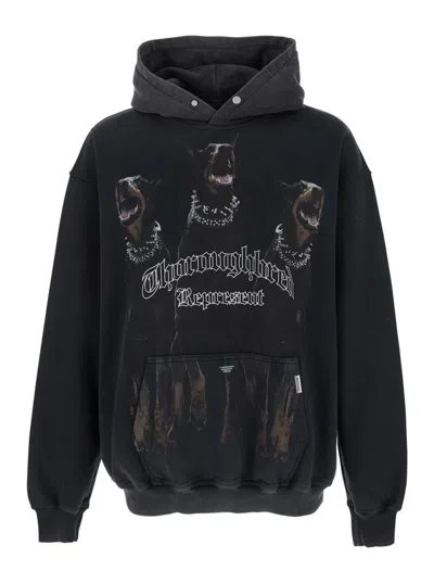 REPRESENT BLACK HOODIE WITH FIXED HOOD AND MAXI PRINT ON THE FRONT