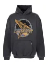 Represent Black Hoodie With Graphic Print On Front And Back And Faded Effect In Cotton Man In Gray