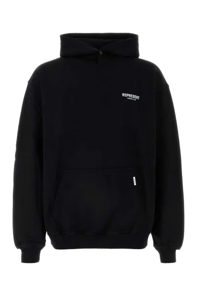 REPRESENT BLACK LOGO PRINT HOODIE