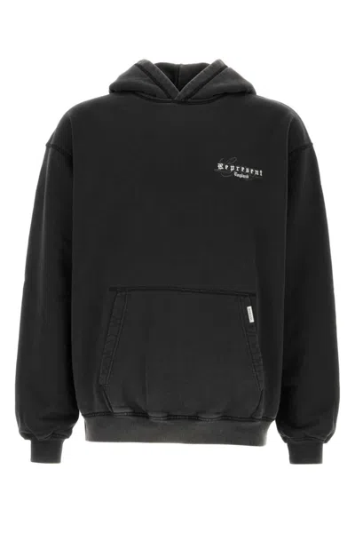 REPRESENT BLACK LOGO PRINT HOODIE