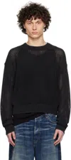 Represent Black Open Gauge Knit Sweater In Jet Black
