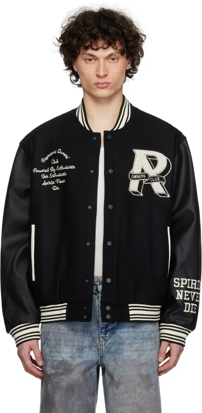 REPRESENT BLACK 'OWNERS CLUB' VARSITY BOMBER JACKET
