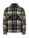 Represent Oversize Plaid Faux Fur Magnetic Snap Shirt Jacket In Black
