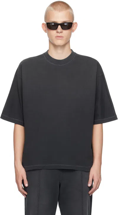 Represent Black Stepped Hem T-shirt In Stained Black