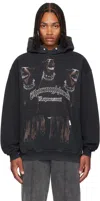 Represent Black Hoodie With Fixed Hood And Maxi Print On The Front In Cotton Man