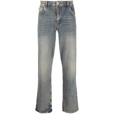 Represent Bleached-effect Straight-leg Jeans In Blue