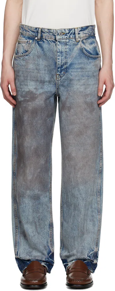 Represent Blue R3 Baggy Denim Jeans In Mechanic Blue