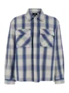Represent Blue Shirt With Classic Collar And All-over Check Motif In Cotton Blend Man In Blue