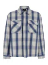 Represent Blue Shirt With Classic Collar And All-over Check Motif In Cotton Blend Man In Blu