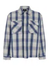 Represent Blue Shirt With Classic Collar And All-over Check Motif In Cotton Blend Man In Blue