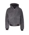 Represent Mens Washed Black Hooded Padded Stretch-cotton Jacket Xs In Gray