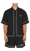 Represent Black Shirt With Logo Embroidery On Front And Rear And Contrasting Trims In Black