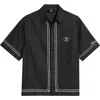 Represent Black Shirt With Logo Embroidery On Front And Rear And Contrasting Trims In Black