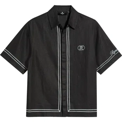 REPRESENT REPRESENT BORDER STRIPE COTTON BUTTON-UP SHIRT