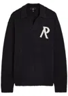 Represent Boucle Knit Cotton-blend Polo Jumper In Black