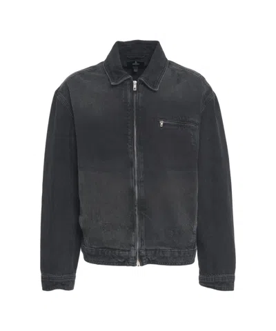 Represent Boxy Fit Denim Jacket With Distressed Finish In Black
