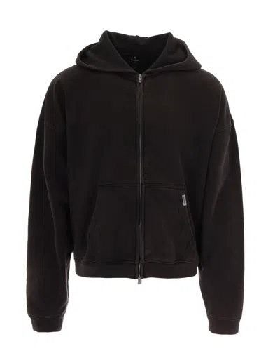 Represent Boxy Zip Hoodie In Rich Coffee Cotton In Multi