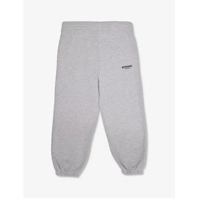 Represent Kids' Logo-print Relaxed-fit Cotton-jersey Jogging Bottoms 4-6 Years In Ash Grey/black