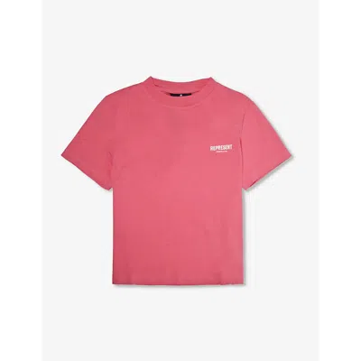 Represent Boys Bubblegum Pink Kids Logo-print Short-sleeve Cotton-jersey T-shirt 4-6 Years