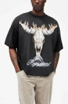 Represent Mens Stained Black British Cowboys Graphic-print Cotton-blend T-shirt In Black