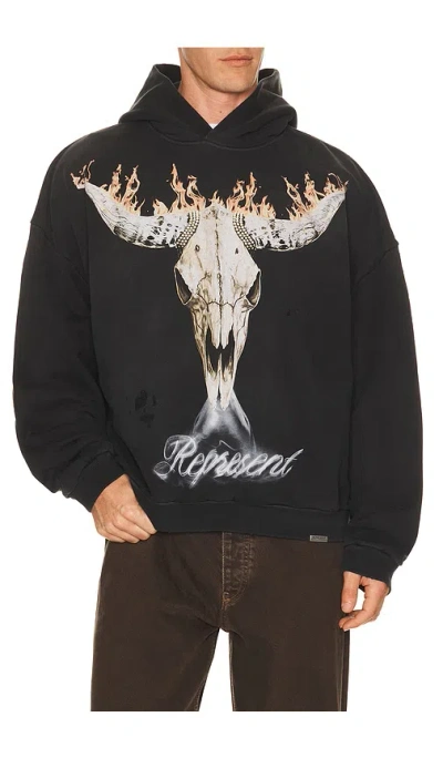 Represent Stylish Stained Sweater For Men In Black