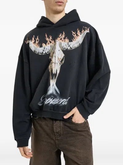 Represent British Cowboys Cotton Graphic Hoodie In Black
