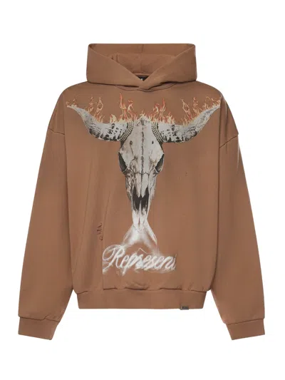 Represent British Cowboys Printed Sweatshirt In Brown