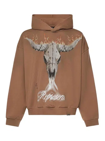 Represent British Cowboys Printed Sweatshirt In Brown