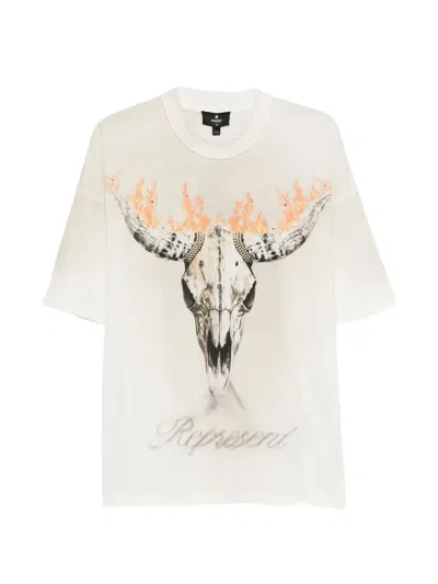 Represent British Cowboys Skull-print T-shirt In Neutral