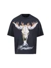 Represent Mens Stained Black British Cowboys Graphic-print Cotton-blend T-shirt In Blue