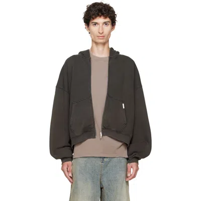 Represent Brown Initial Boxy Oversized Zip Hoodie