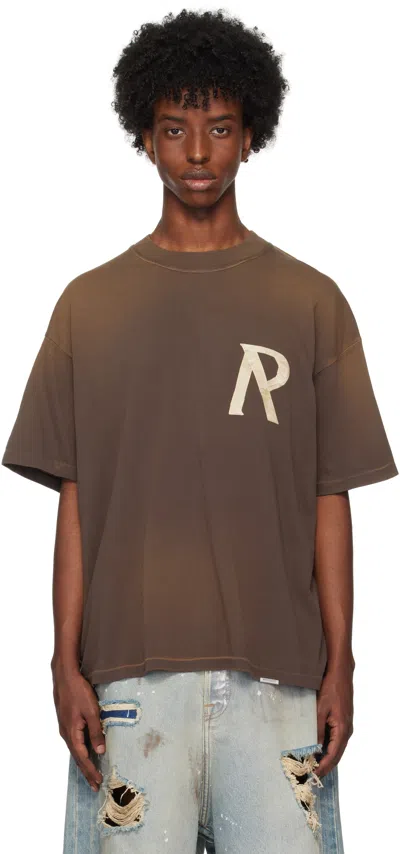 Represent Brown Masking Tape Initial T-shirt In Cedar