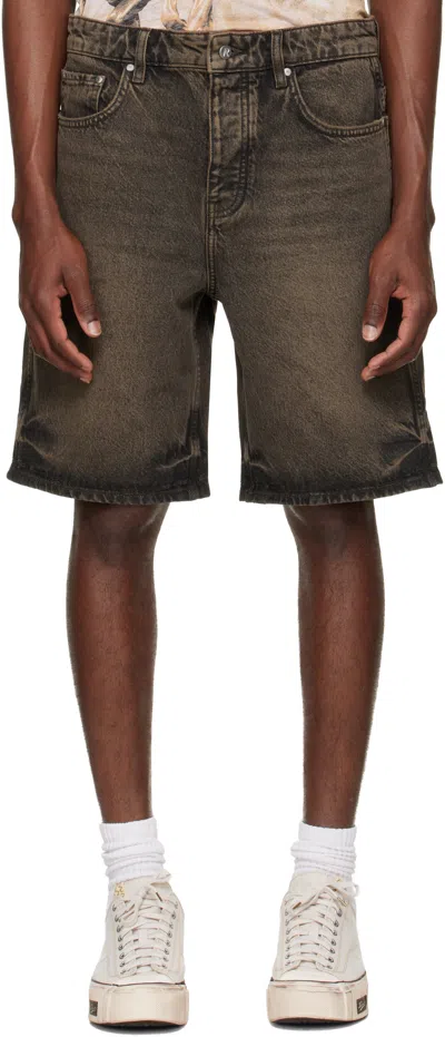 Represent Brown Overdyed Denim Shorts