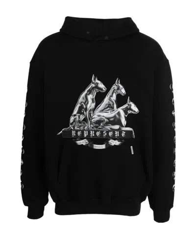 Represent Bull Terrier Printed Hooded Sweater In Black