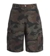 Represent Camo Print Cargo Shorts In Green