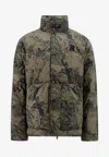 Represent High-collar Puffer Jacket With Camouflage Design In Green