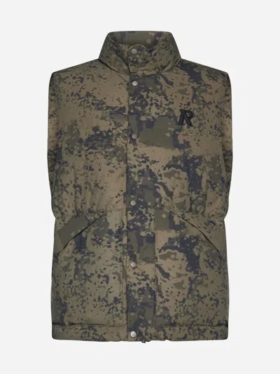 Represent Camouflage Print Nylon Puffer Vest In Multicolour