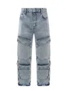 Represent R3ca Cargo Denim Light Blue Sandblasted Denim Cargo Pant - R3ca Cargo Denim