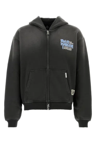 Represent Charcoal Cotton  X Iron Maiden Anniversary Sweatshirt In Gray