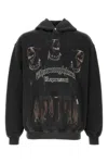 Represent Black Hoodie With Fixed Hood And Maxi Print On The Front In Cotton Man In Grey