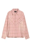Represent Long Sleeve Plaid Shirt With Chest Pockets In Pink