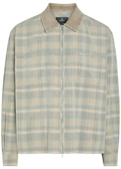 Represent Checked Corduroy-collar Flannel Overshirt In Green